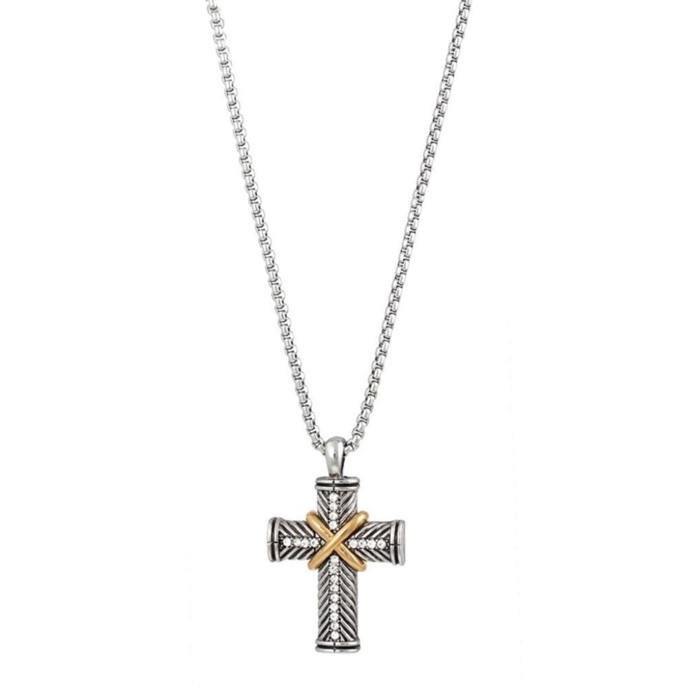 New! Two‎ Tone Cable Cross with Rhinestones